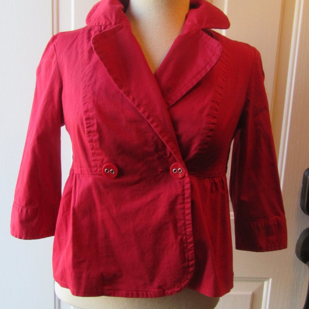 Style and Co. Petite Small Double Breasted Red Jacket
